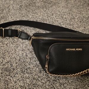 Michael Kors Black and Gold Zip Pouch